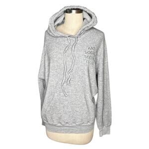 ANTI SOCIAL SOCIAL‎ CLUB Gray Fleece Rainbow Embroidered Pullover Hoodie Small